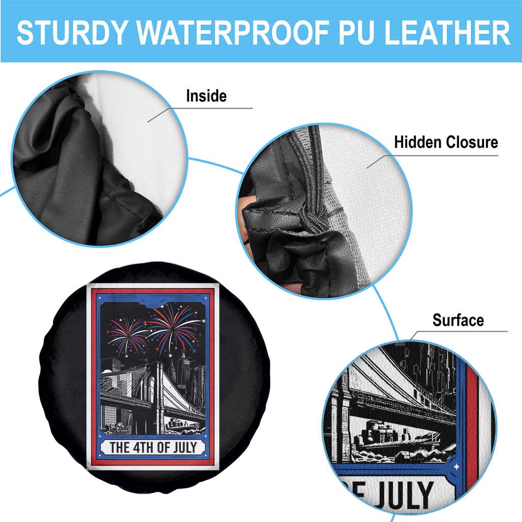 The 4th Of July Spare Tire Cover Vintage Tarot Card Dark Magic USA Fireworks