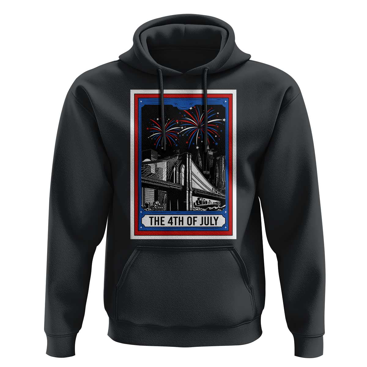 The 4th Of July Hoodie Vintage Tarot Card Dark Magic USA Fireworks - Wonder Print Shop