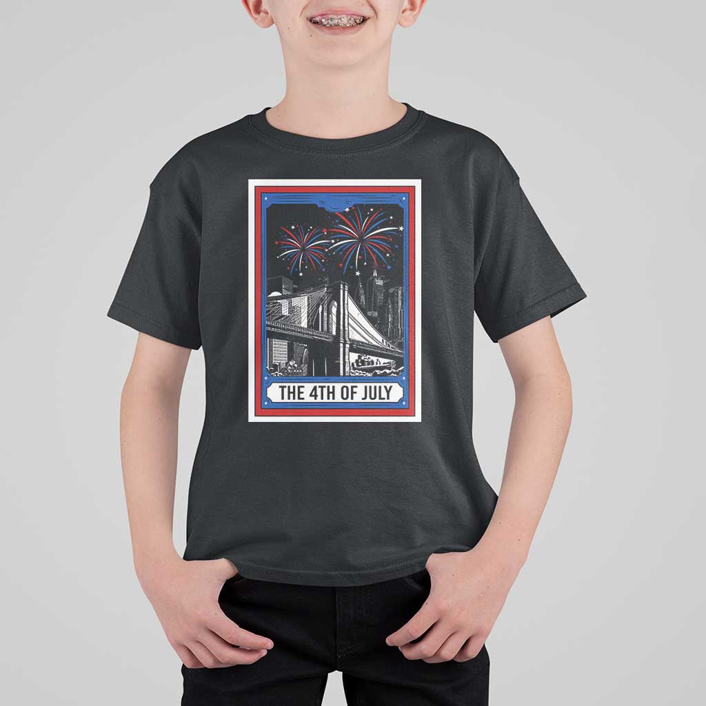 The 4th Of July T Shirt For Kid Vintage Tarot Card Dark Magic USA Fireworks - Wonder Print Shop