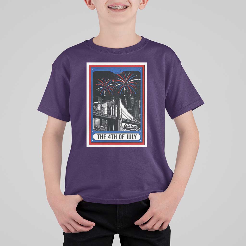 The 4th Of July T Shirt For Kid Vintage Tarot Card Dark Magic USA Fireworks - Wonder Print Shop