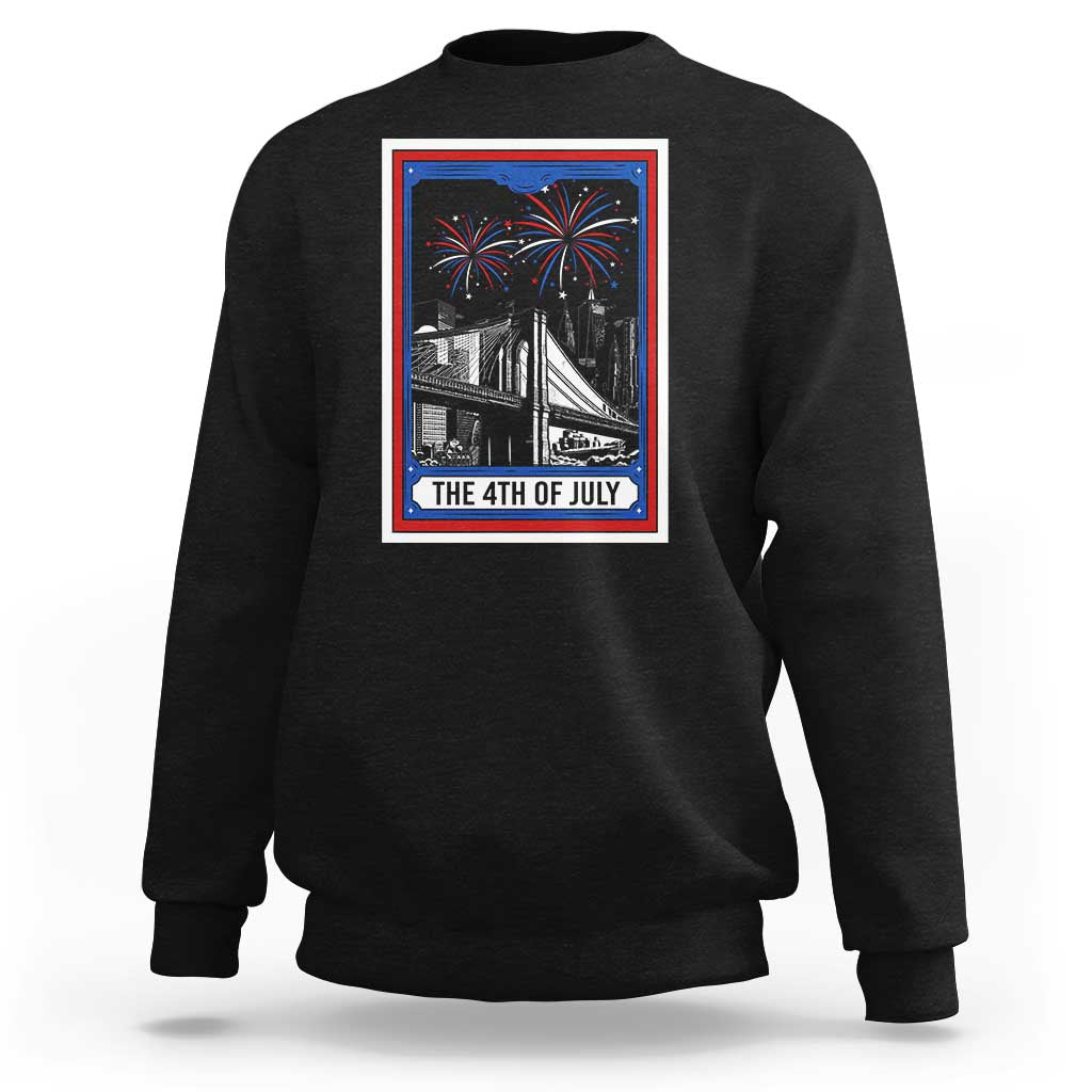 The 4th Of July Sweatshirt Vintage Tarot Card Dark Magic USA Fireworks - Wonder Print Shop