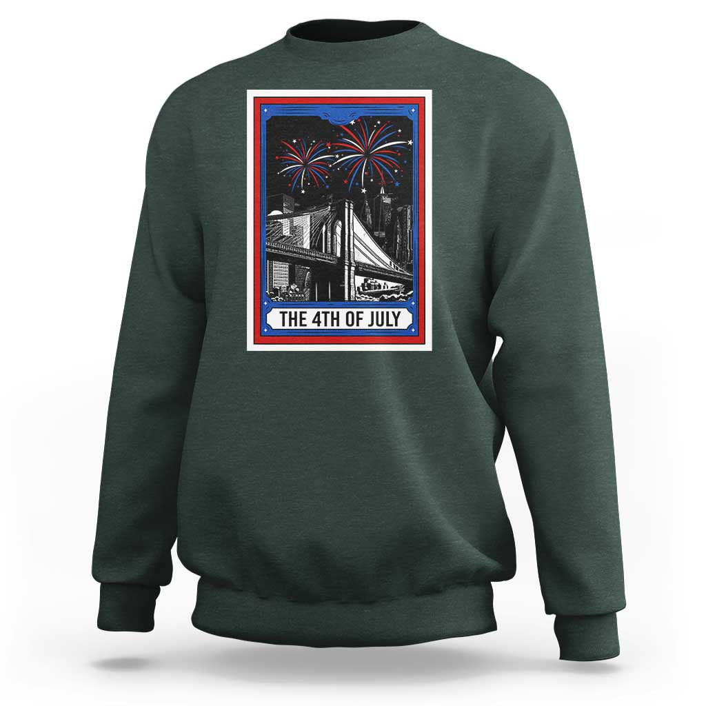 The 4th Of July Sweatshirt Vintage Tarot Card Dark Magic USA Fireworks - Wonder Print Shop
