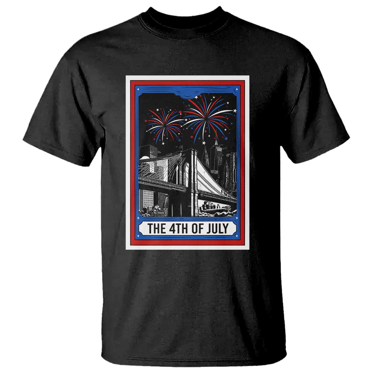 The 4th Of July T Shirt Vintage Tarot Card Dark Magic USA Fireworks - Wonder Print Shop