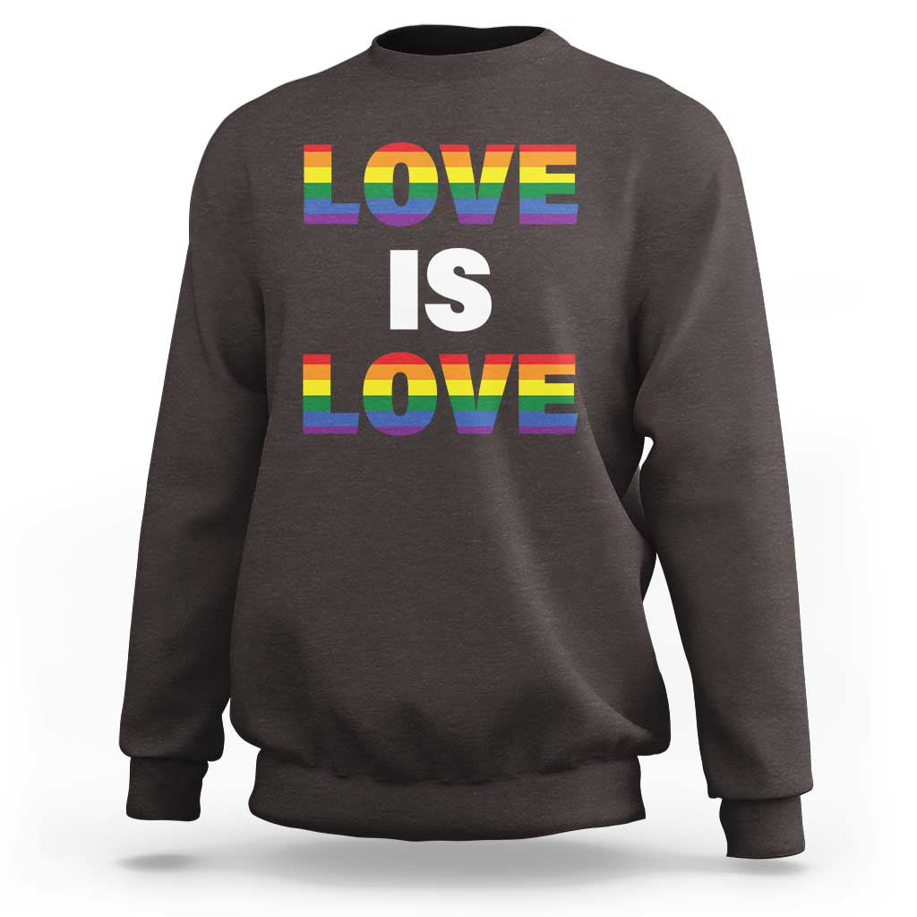 LGBTQ Sweatshirt Love Is Love Rainbow Gay Pride Queer - Wonder Print Shop