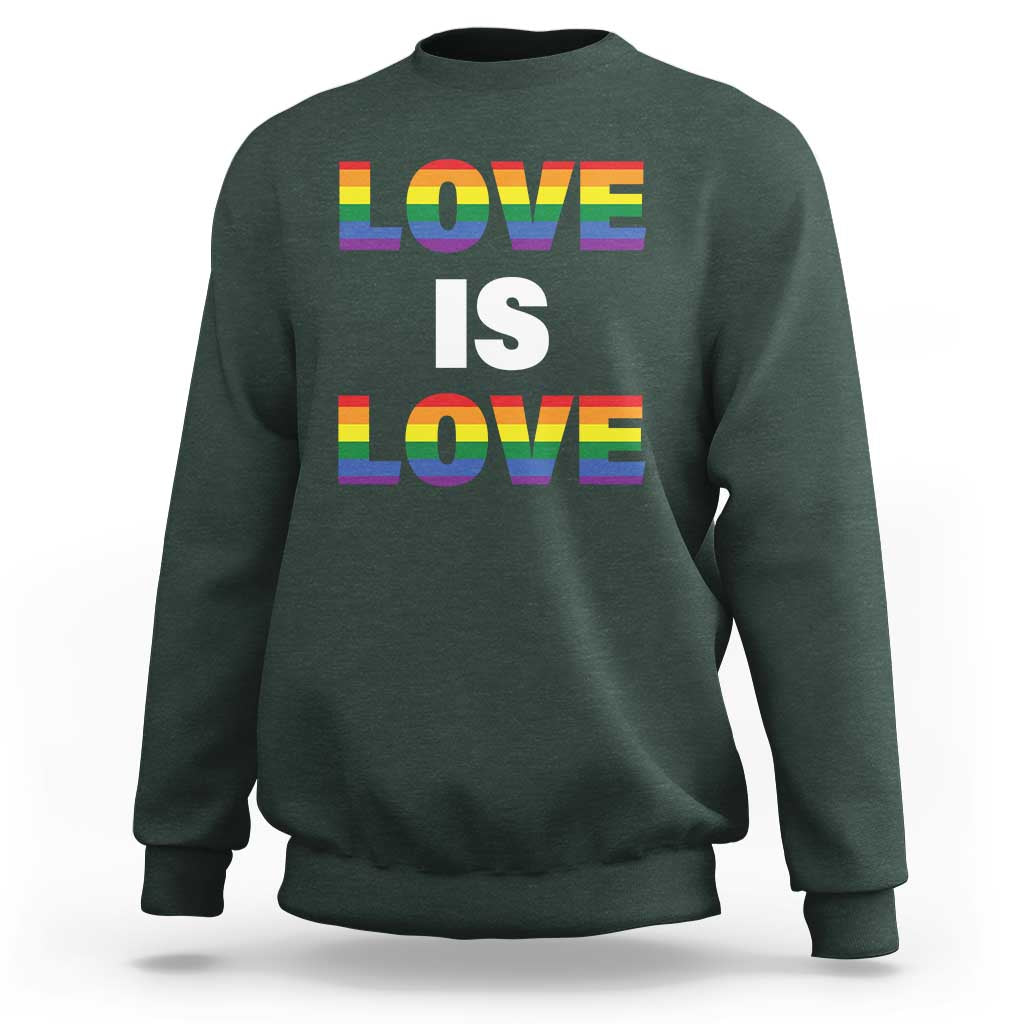 LGBTQ Sweatshirt Love Is Love Rainbow Gay Pride Queer - Wonder Print Shop