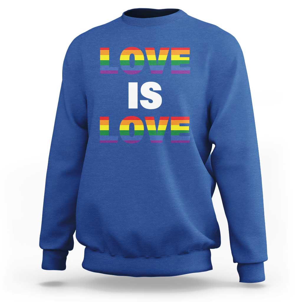 LGBTQ Sweatshirt Love Is Love Rainbow Gay Pride Queer - Wonder Print Shop