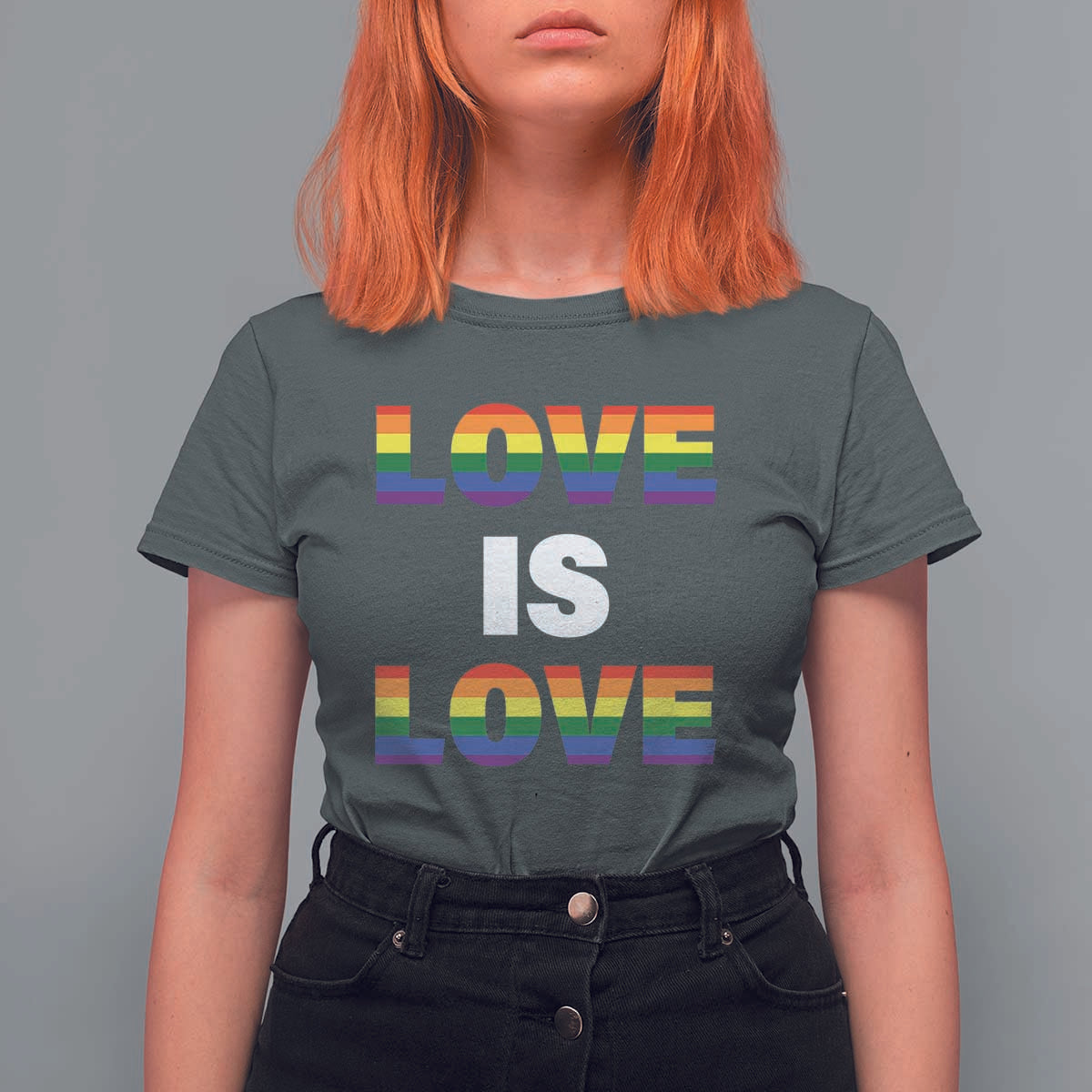 LGBTQ T Shirt For Women Love Is Love Rainbow Gay Pride Queer - Wonder Print Shop