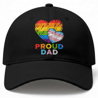 Funny Proud Dad LGBTQ Baseball Cap LGBT Transgender Flag Heart Fathers Day