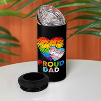 Funny Proud Dad LGBTQ 4 in 1 Can Cooler Tumbler LGBT Transgender Flag Heart Fathers Day