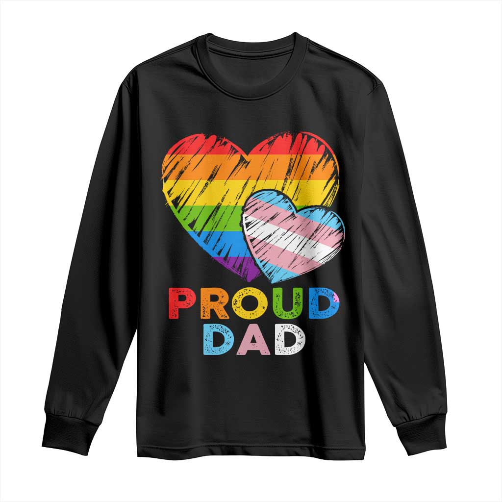 Funny Proud Dad LGBTQ Long Sleeve Shirt LGBT Transgender Flag Heart Fathers Day