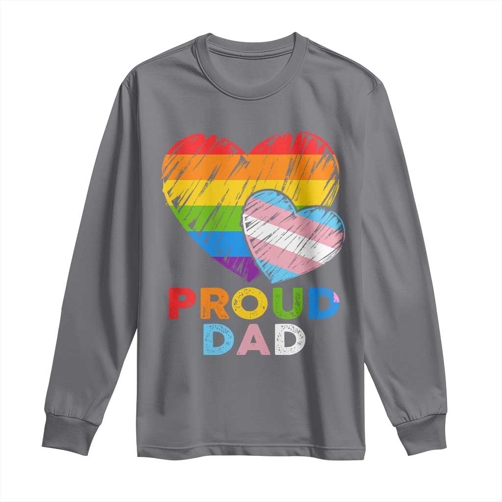 Funny Proud Dad LGBTQ Long Sleeve Shirt LGBT Transgender Flag Heart Fathers Day