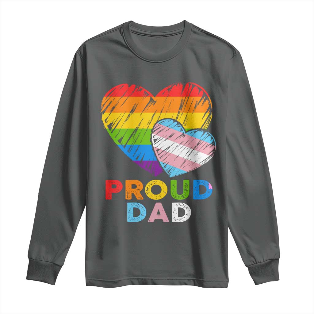 Funny Proud Dad LGBTQ Long Sleeve Shirt LGBT Transgender Flag Heart Fathers Day