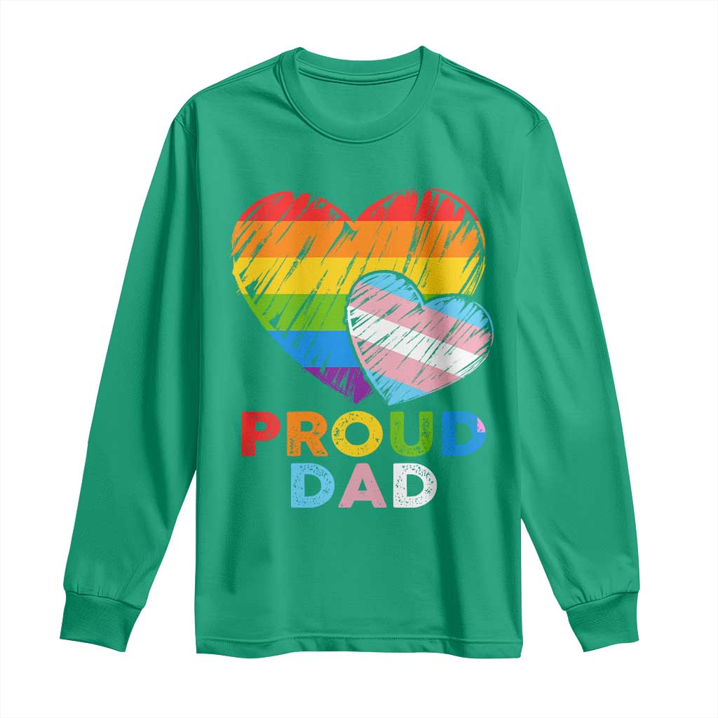 Funny Proud Dad LGBTQ Long Sleeve Shirt LGBT Transgender Flag Heart Fathers Day