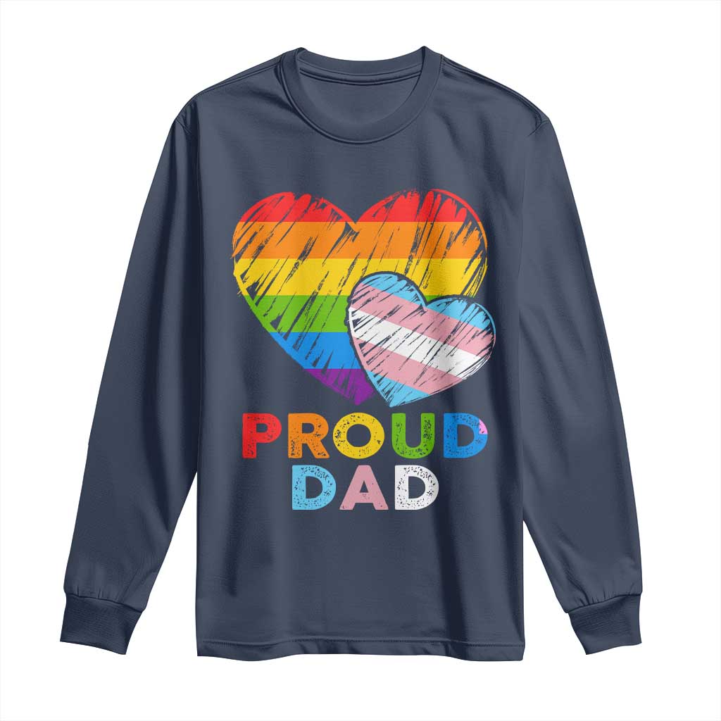 Funny Proud Dad LGBTQ Long Sleeve Shirt LGBT Transgender Flag Heart Fathers Day