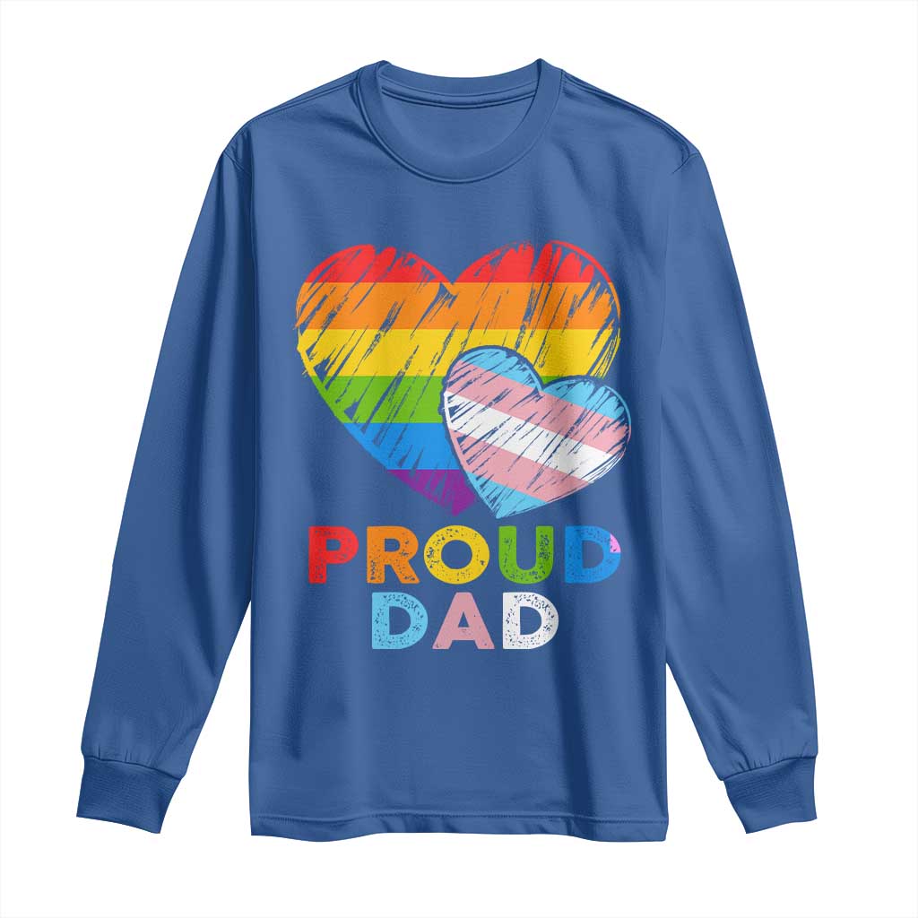 Funny Proud Dad LGBTQ Long Sleeve Shirt LGBT Transgender Flag Heart Fathers Day