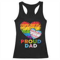 Funny Proud Dad LGBTQ Racerback Tank Top LGBT Transgender Flag Heart Fathers Day
