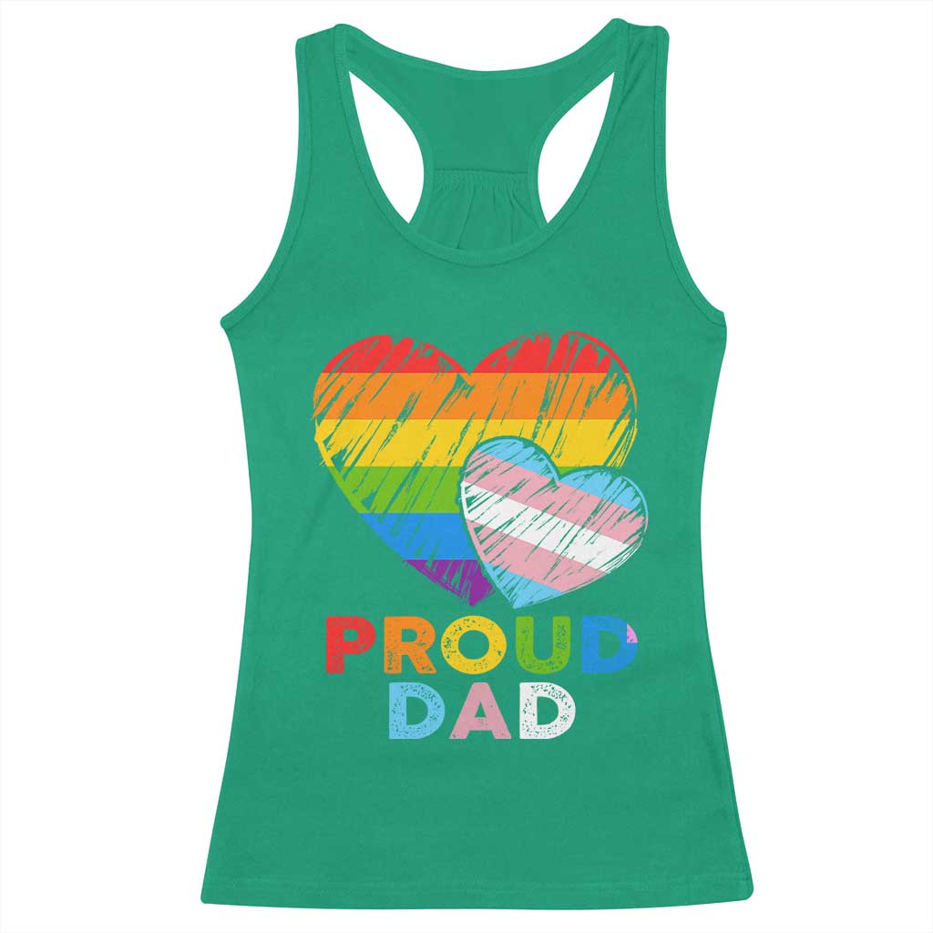 Funny Proud Dad LGBTQ Racerback Tank Top LGBT Transgender Flag Heart Fathers Day