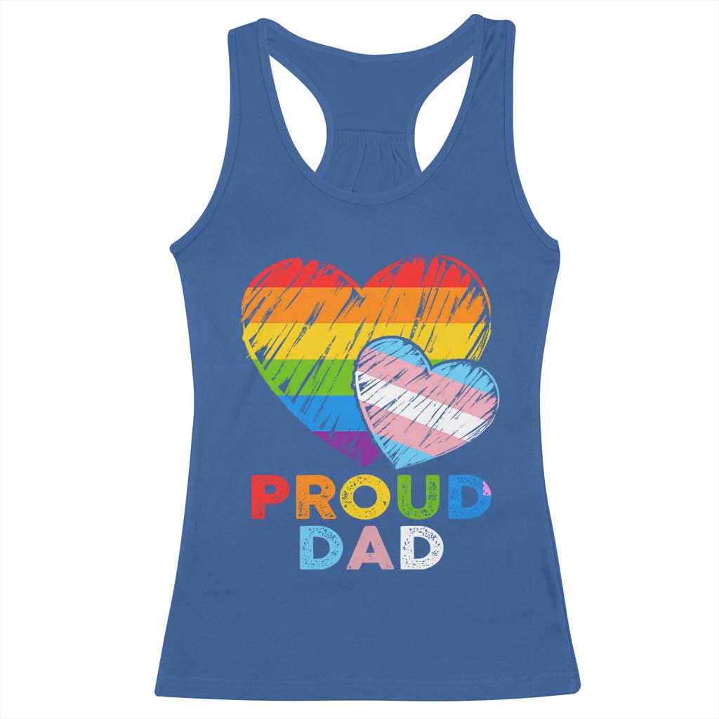 Funny Proud Dad LGBTQ Racerback Tank Top LGBT Transgender Flag Heart Fathers Day
