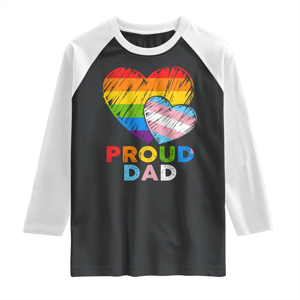 Funny Proud Dad LGBTQ Raglan Shirt LGBT Transgender Flag Heart Fathers Day