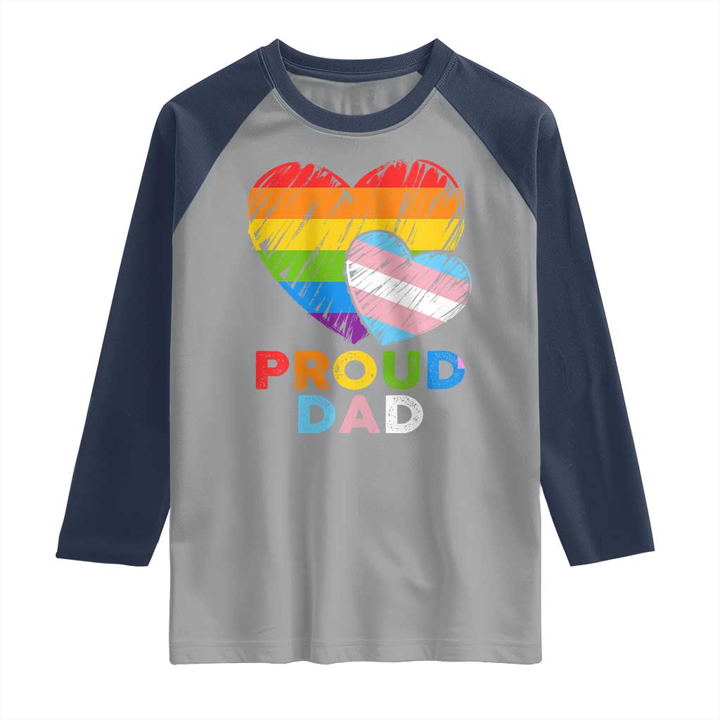 Funny Proud Dad LGBTQ Raglan Shirt LGBT Transgender Flag Heart Fathers Day