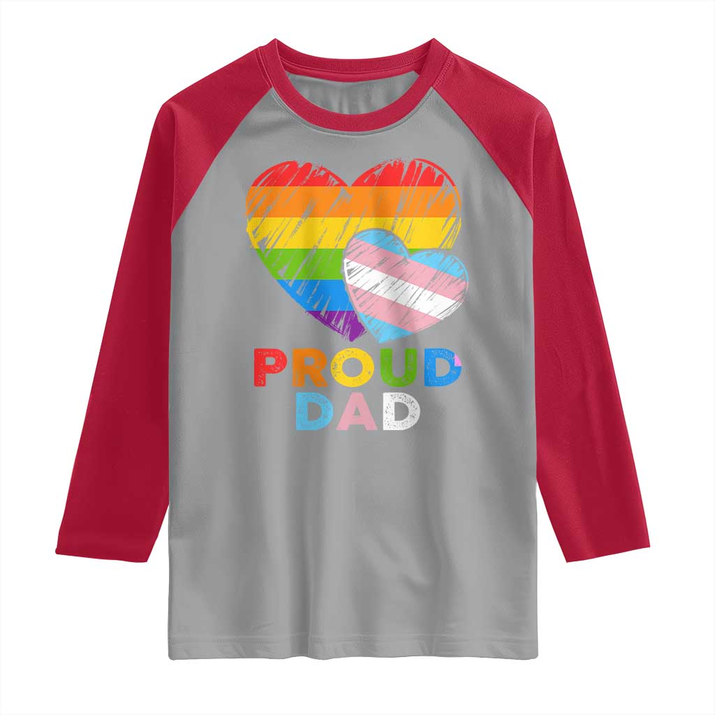 Funny Proud Dad LGBTQ Raglan Shirt LGBT Transgender Flag Heart Fathers Day