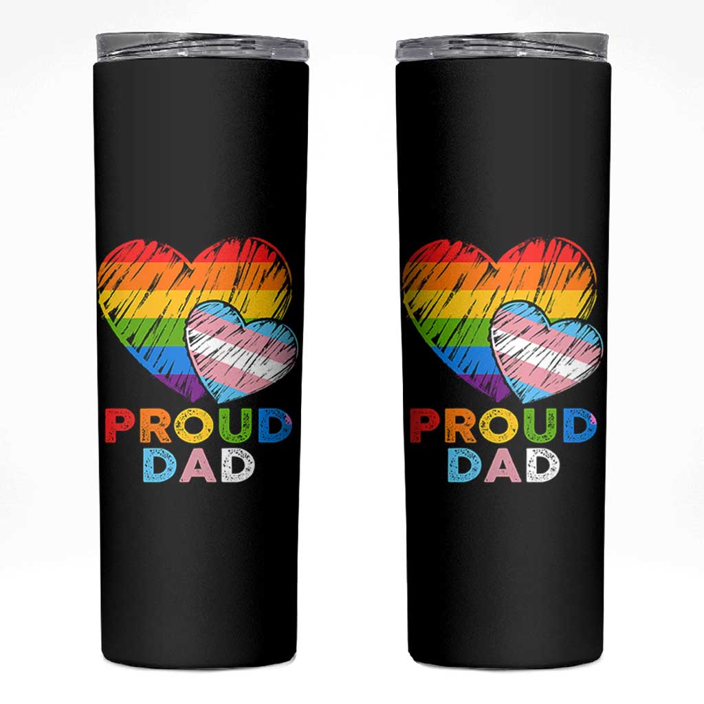 Funny Proud Dad LGBTQ Skinny Tumbler LGBT Transgender Flag Heart Fathers Day