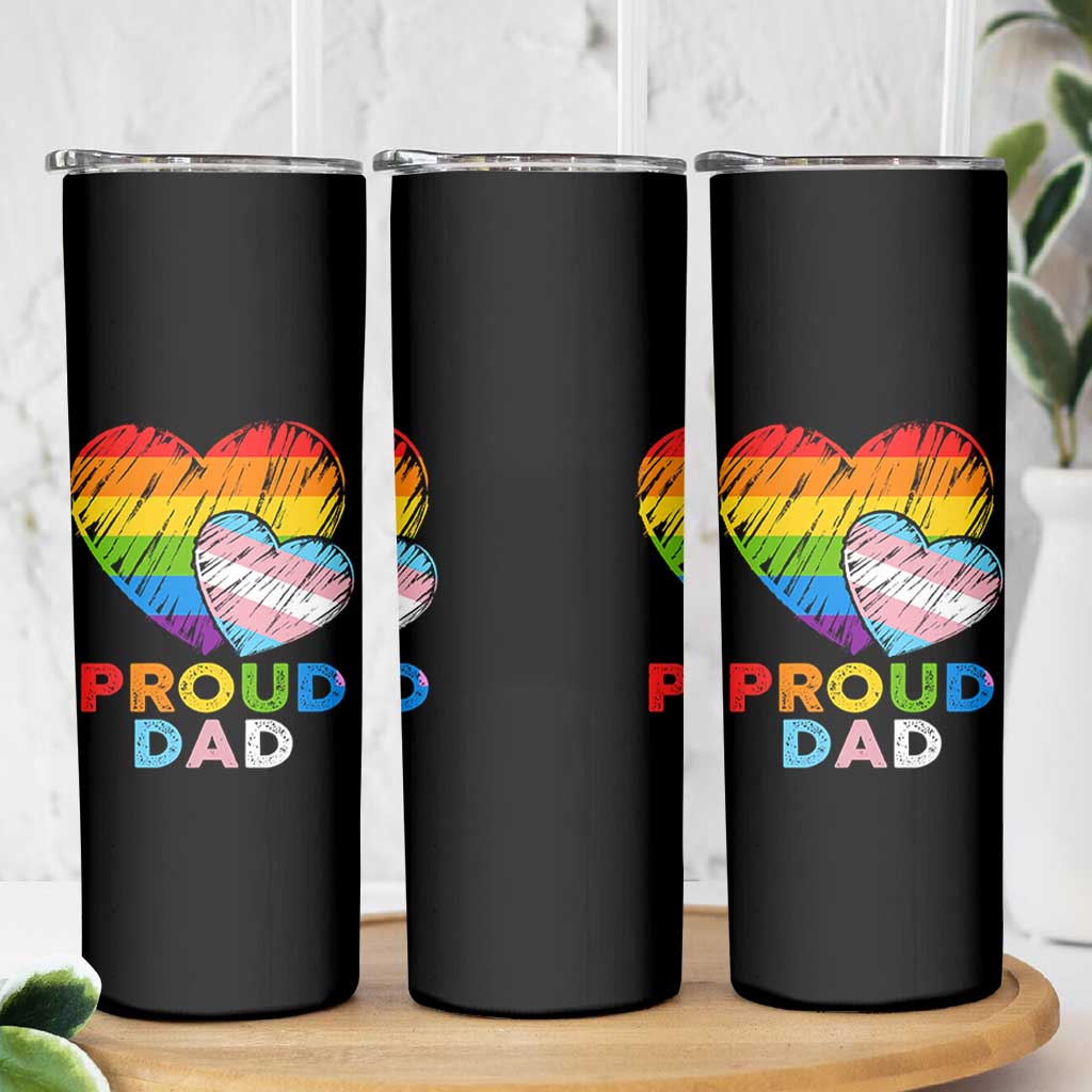 Funny Proud Dad LGBTQ Skinny Tumbler LGBT Transgender Flag Heart Fathers Day