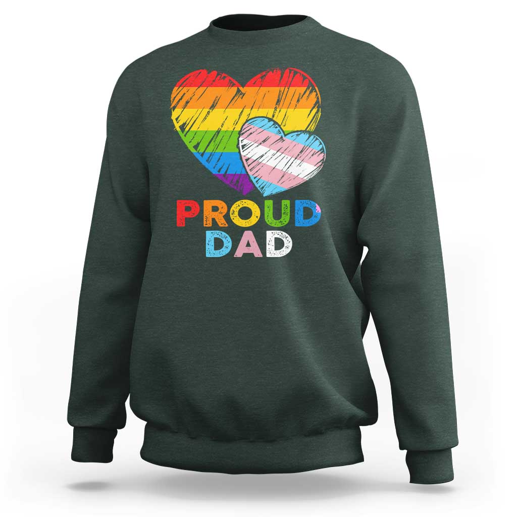 Funny Proud Dad LGBTQ Sweatshirt LGBT Transgender Flag Heart Fathers Day