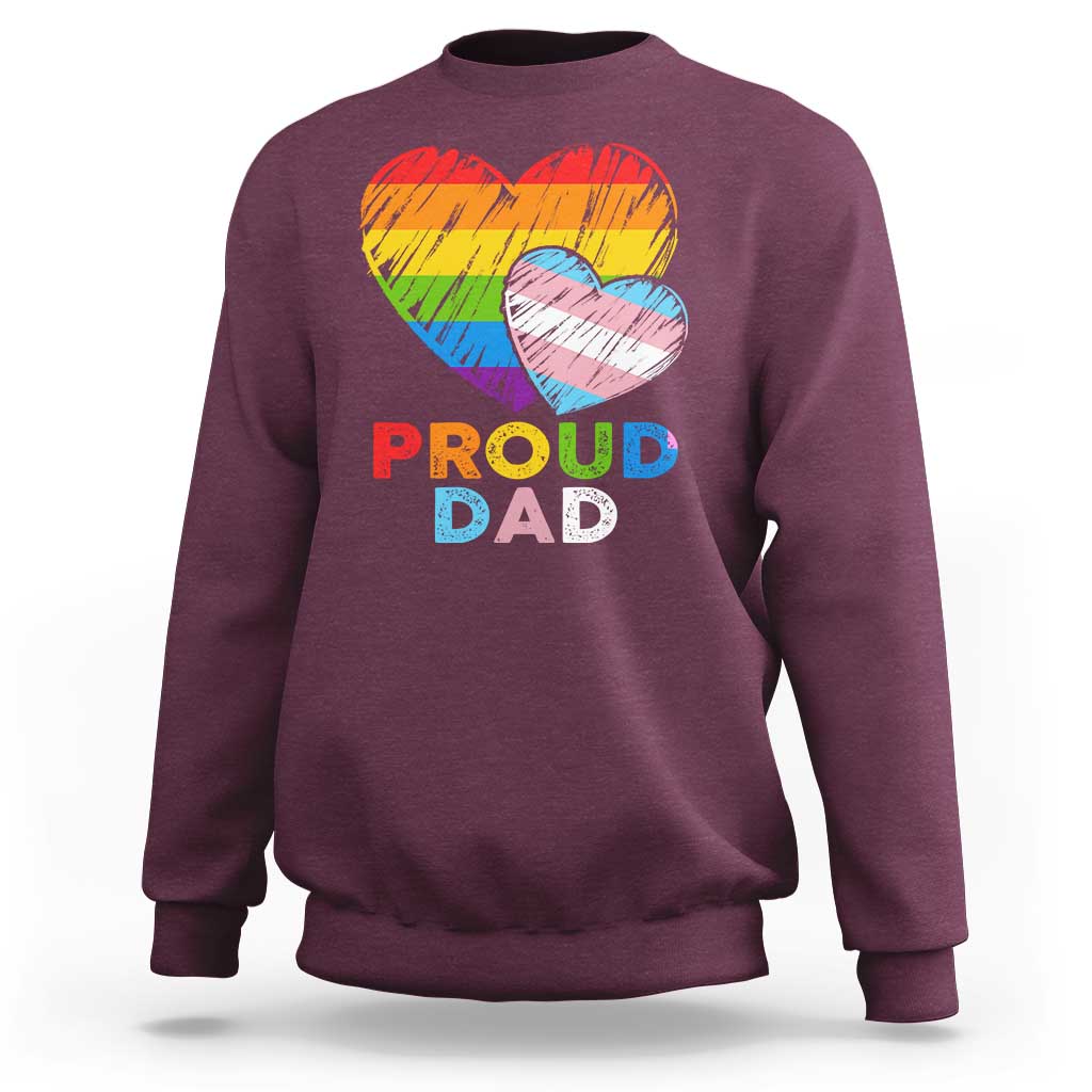 Funny Proud Dad LGBTQ Sweatshirt LGBT Transgender Flag Heart Fathers Day