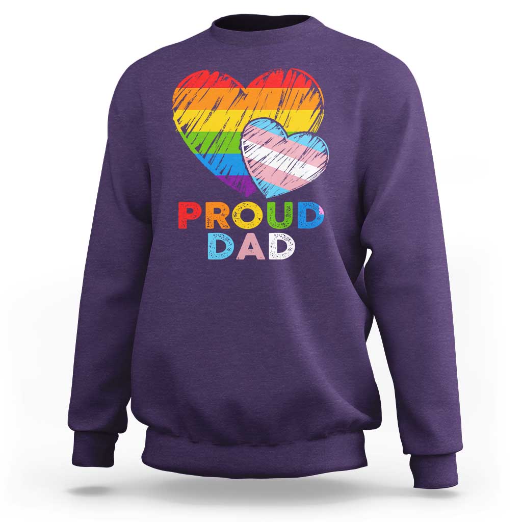 Funny Proud Dad LGBTQ Sweatshirt LGBT Transgender Flag Heart Fathers Day