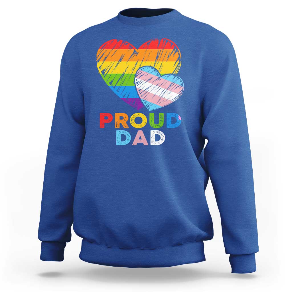 Funny Proud Dad LGBTQ Sweatshirt LGBT Transgender Flag Heart Fathers Day