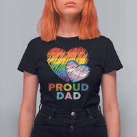 Funny Proud Dad LGBTQ T Shirt For Women LGBT Transgender Flag Heart Fathers Day