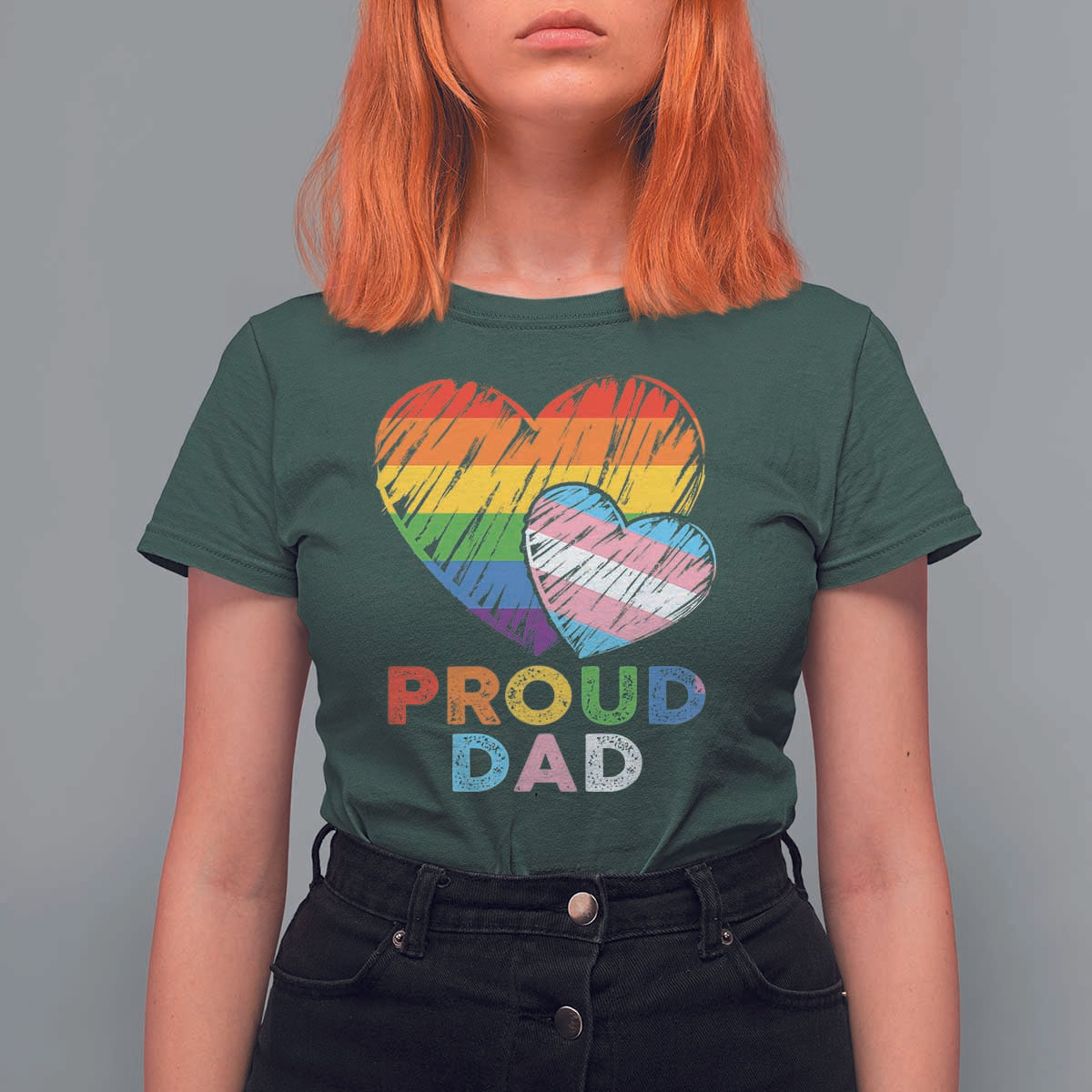 Funny Proud Dad LGBTQ T Shirt For Women LGBT Transgender Flag Heart Fathers Day