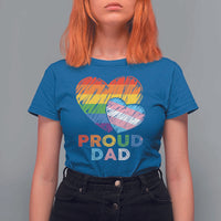 Funny Proud Dad LGBTQ T Shirt For Women LGBT Transgender Flag Heart Fathers Day