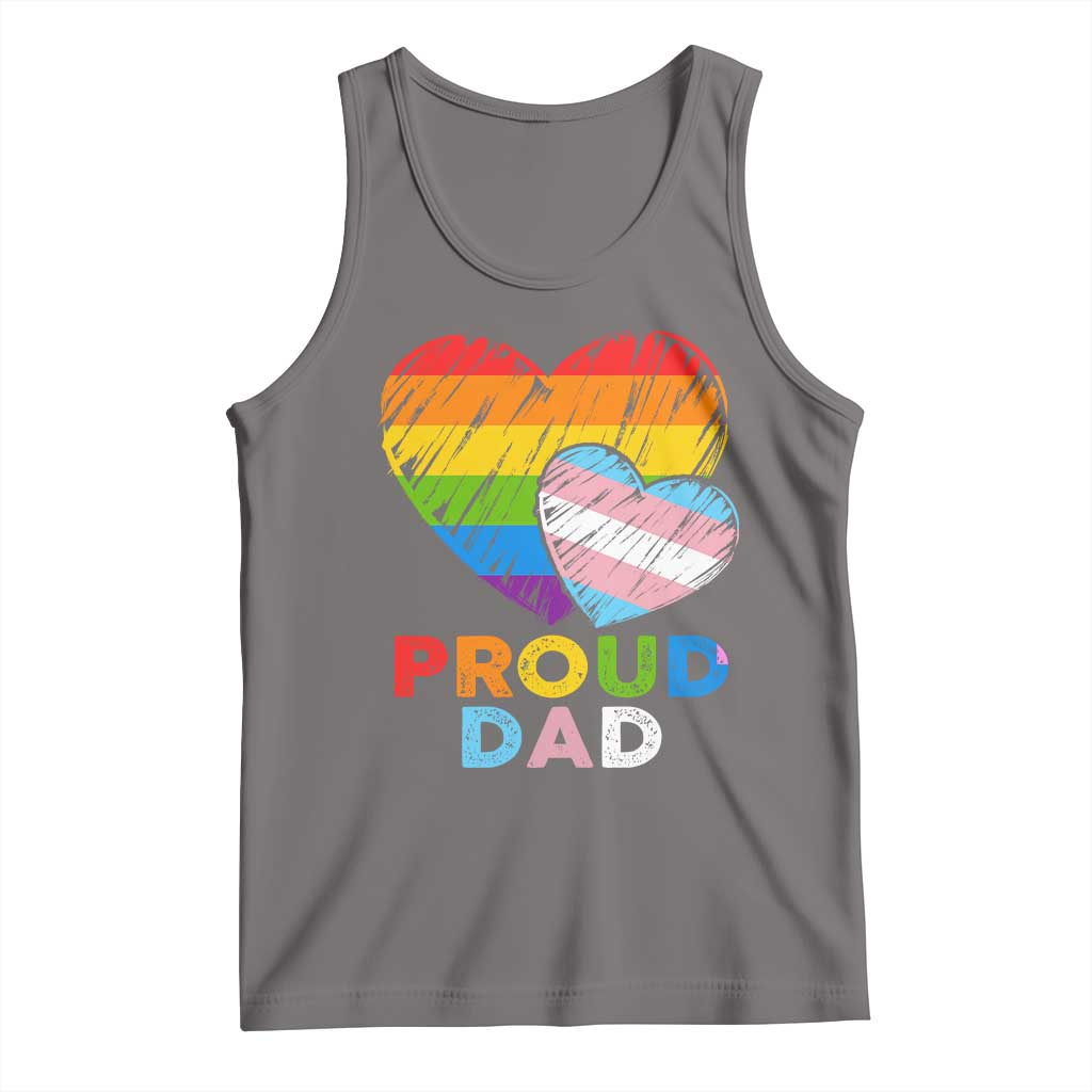 Funny Proud Dad LGBTQ Tank Top LGBT Transgender Flag Heart Fathers Day