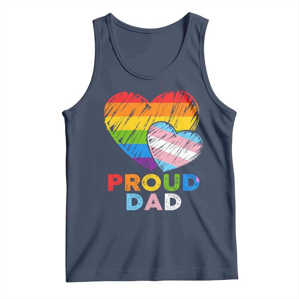 Funny Proud Dad LGBTQ Tank Top LGBT Transgender Flag Heart Fathers Day