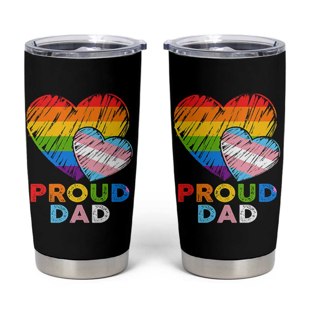 Funny Proud Dad LGBTQ Tumbler Cup LGBT Transgender Flag Heart Fathers Day