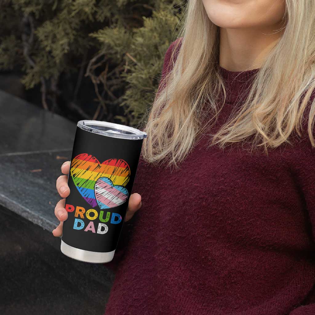 Funny Proud Dad LGBTQ Tumbler Cup LGBT Transgender Flag Heart Fathers Day