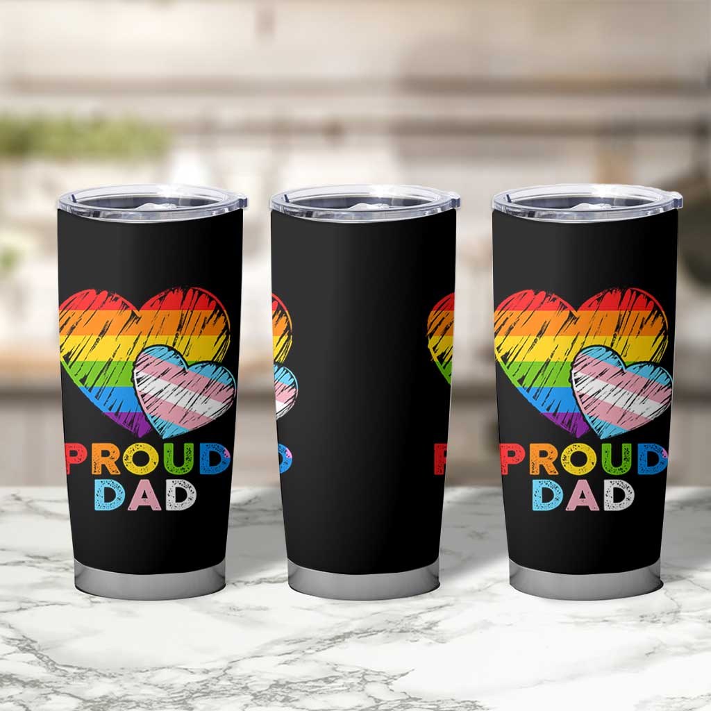 Funny Proud Dad LGBTQ Tumbler Cup LGBT Transgender Flag Heart Fathers Day
