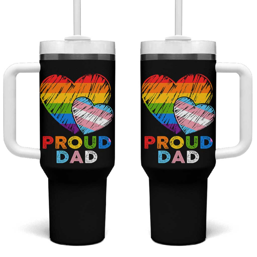 Funny Proud Dad LGBTQ Tumbler With Handle LGBT Transgender Flag Heart Fathers Day