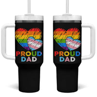 Funny Proud Dad LGBTQ Tumbler With Handle LGBT Transgender Flag Heart Fathers Day