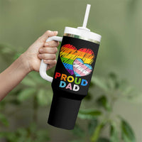 Funny Proud Dad LGBTQ Tumbler With Handle LGBT Transgender Flag Heart Fathers Day