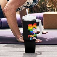 Funny Proud Dad LGBTQ Tumbler With Handle LGBT Transgender Flag Heart Fathers Day