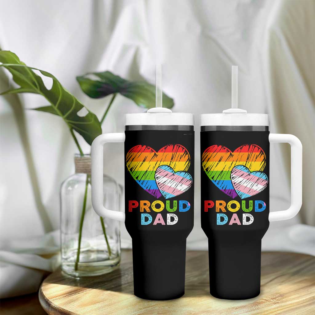 Funny Proud Dad LGBTQ Tumbler With Handle LGBT Transgender Flag Heart Fathers Day