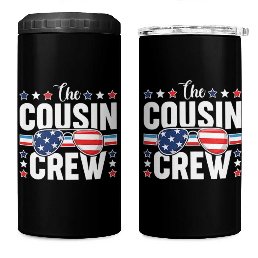 Funny The Cousin Crew 4th Of July 4 in 1 Can Cooler Tumbler Patriotic American Family Matching - Wonder Print Shop