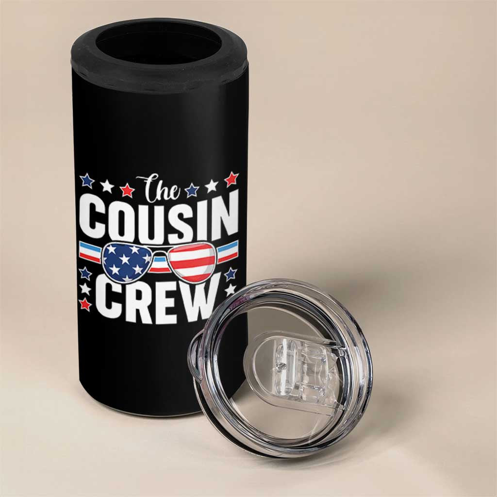 Funny The Cousin Crew 4th Of July 4 in 1 Can Cooler Tumbler Patriotic American Family Matching - Wonder Print Shop
