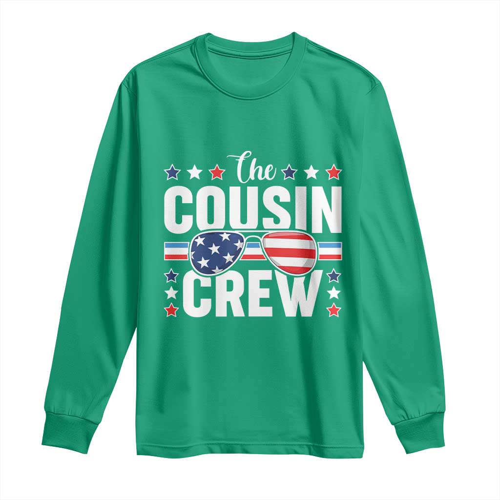 Funny The Cousin Crew 4th Of July Long Sleeve Shirt Patriotic American Family Matching - Wonder Print Shop