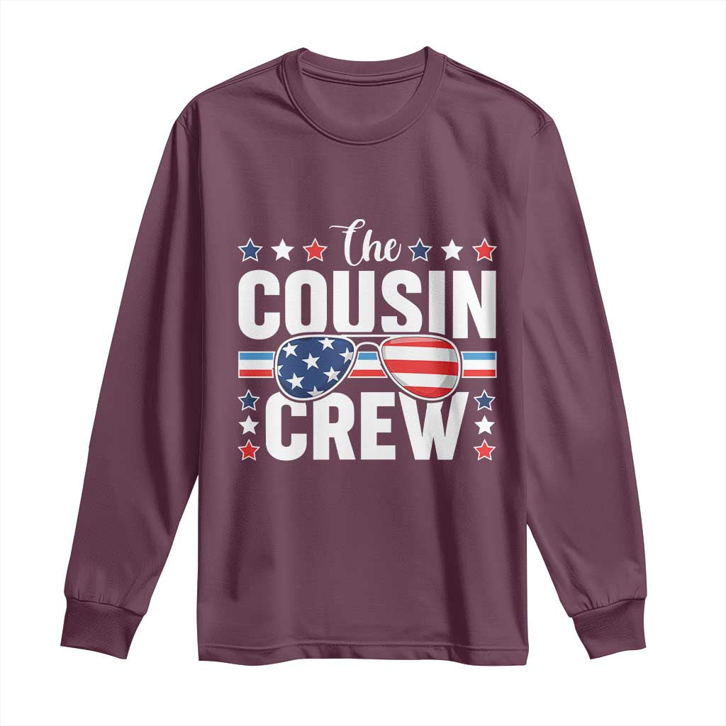 Funny The Cousin Crew 4th Of July Long Sleeve Shirt Patriotic American Family Matching - Wonder Print Shop