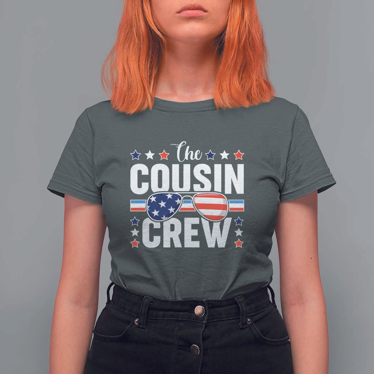 Funny The Cousin Crew 4th Of July T Shirt For Women Patriotic American Family Matching - Wonder Print Shop