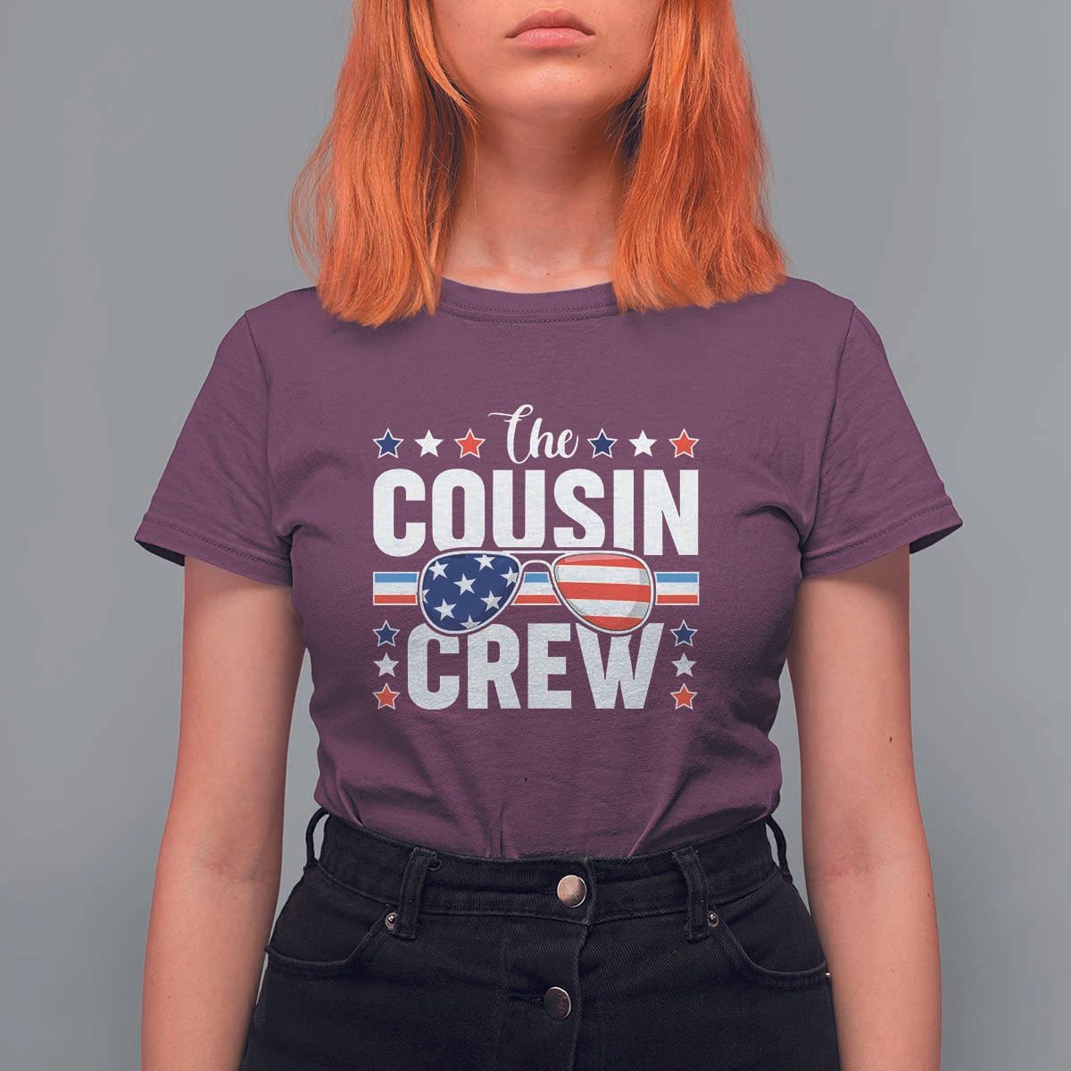 Funny The Cousin Crew 4th Of July T Shirt For Women Patriotic American Family Matching - Wonder Print Shop